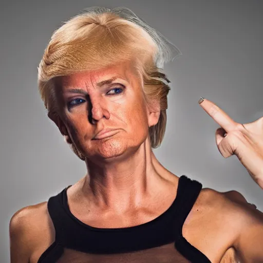 Image similar to Donald trump as a woman in a tank top