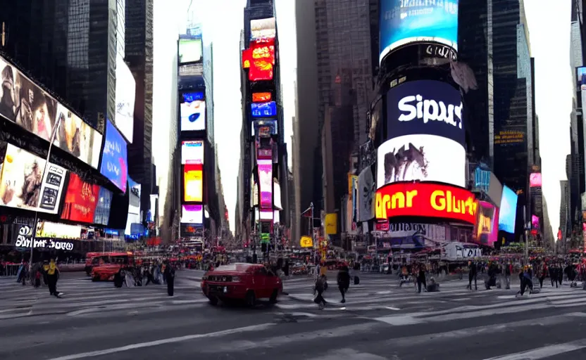 Prompt: power outage in Times Square, ominous