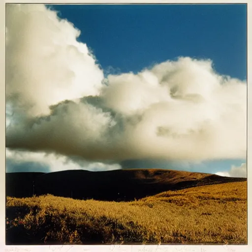 Prompt: portra 800 photograph of thick and fluffy clouds, album cover