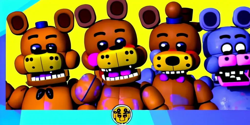 Prompt: fnaf five nights at freddy's gameplay screenshot mukbang