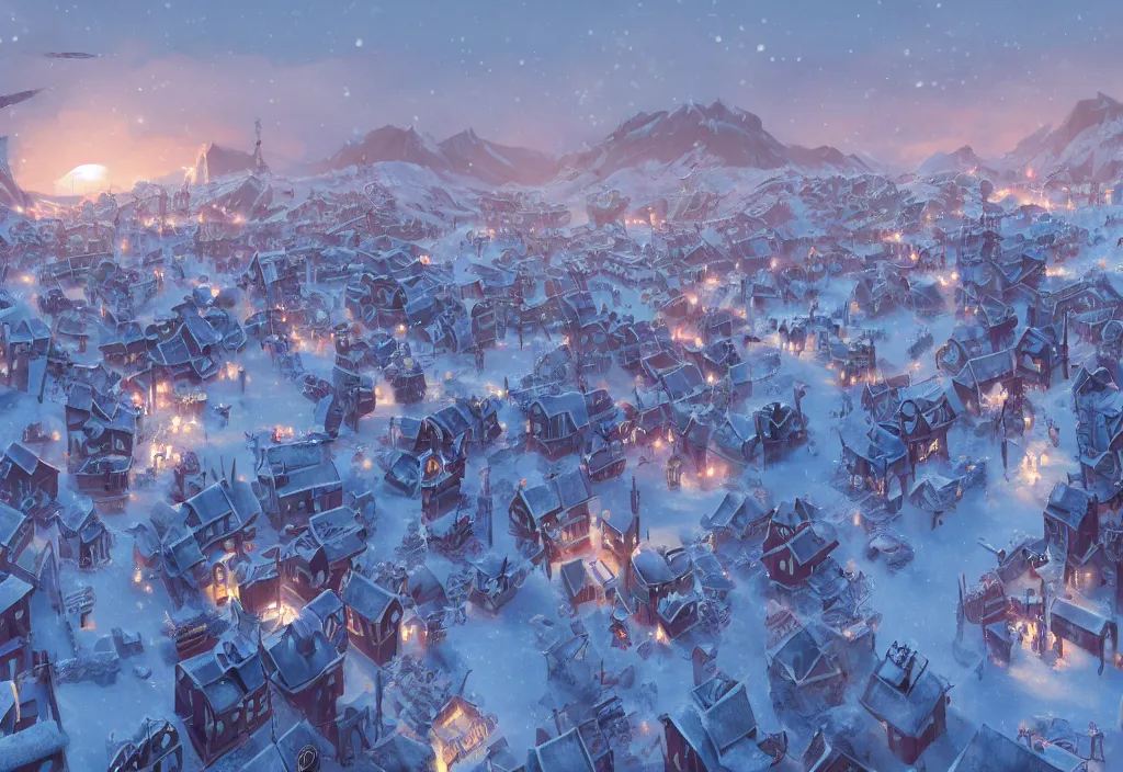 Prompt: accidentally wes anderson award - winning photograph of a frozen frostpunk city, art by greg rutkowsky, trending on artstation, cinematic lighting, filmic grain, golden hour, detailed, 4 k