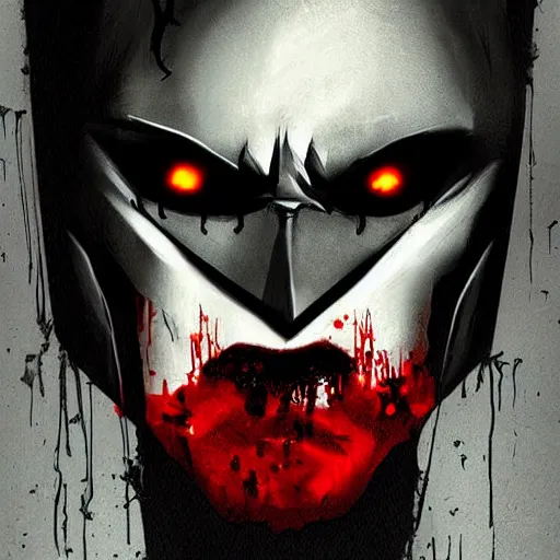 Image similar to A horror version of batman, bloody, dark, trending on artstation, digital art, portrait