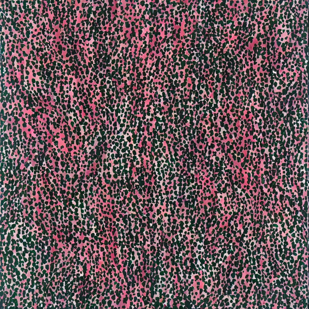 Image similar to camo made of hearts and smiling, abstract, francis bacon artwork, cryptic, dots, spots, stipple, lines, splotch, color tearing, pitch bending, faceless people, dark, ominous, eerie, hearts, minimal, points, technical, old painting, neon colors, folds
