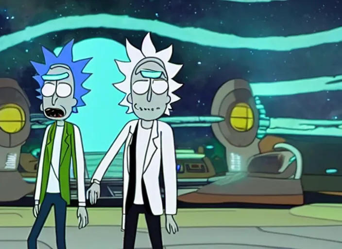 Image similar to film still of rick sanchez rick and morty in the new scifi movie 4 k