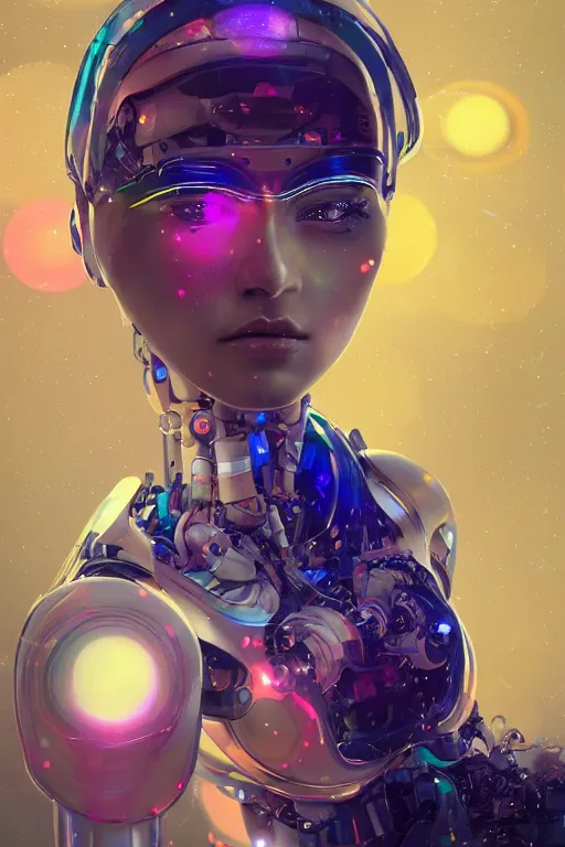 Image similar to A beautiful robotic woman dreaming, cinematic lighting, soft bokeh, sci-fi, modern, colourful, highly detailed, digital painting, artstation, concept art, sharp focus, illustration, by klimt