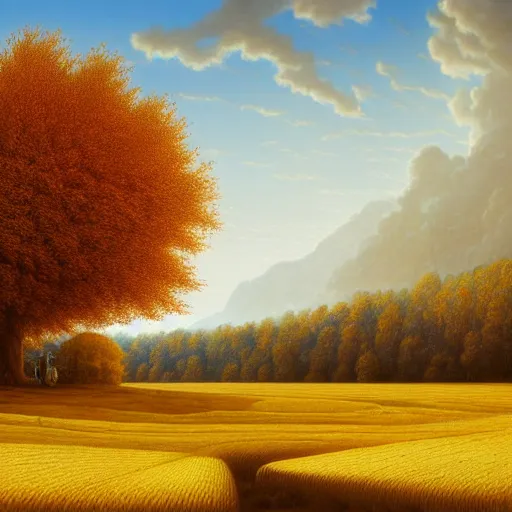 Prompt: Beautiful hyperrealistic detailed matte painting of a landscape of a landscape of wheat fields on which stands a large wooden toilet with a heart cut out of lost vibes in the foreground and a dark forest in the background during autumn, afternoon, winter, by andreas rocha and john howe, and Martin Johnson Heade, featured on artstation, featured on behance, golden ratio, ultrawide angle, f32, well composed, cohesive