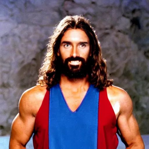 Prompt: jesus as a contestant on american gladiators