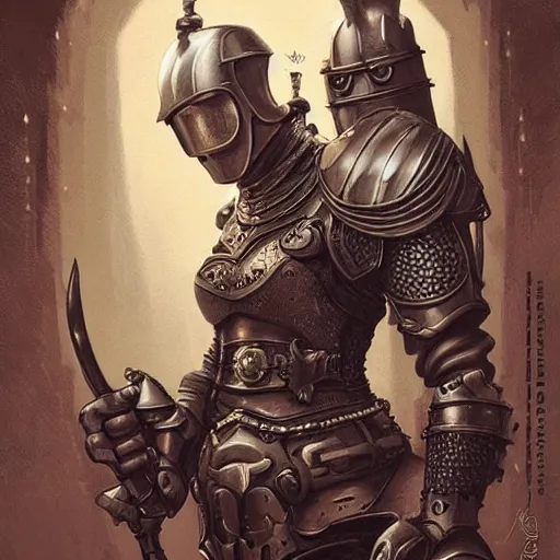 Image similar to Lofi portrait with medieval armor, Pixar style by Joe Fenton and Stanley Artgerm and Tom Bagshaw and Tim Burton