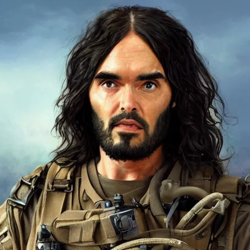 Prompt: Russell Brand as a navy SEAL, high resolution fantasy concept art, realistic, intricate details, soft lighting