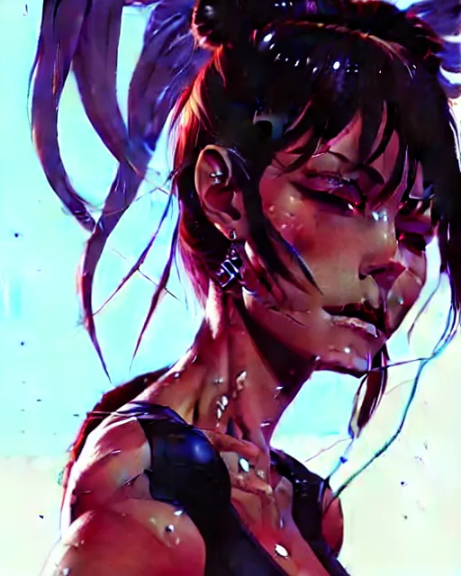 Image similar to a ultradetailed beautiful panting of revy from black lagoon, by conrad roset, greg rutkowski and makoto shinkai, trending on artstation