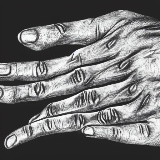 Prompt: biological drawing of a human hand