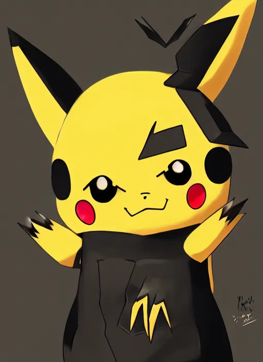 Prompt: a portrait of humanization of pikachu from pokemon show, grim - lighting, high - contrast, intricate, elegant, highly detailed, digital painting, artstation, concept art, smooth, sharp focus, illustration