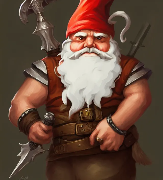 Prompt: gnome with white beard, holding a dagger and bomb looking angry, dnd character art portrait, matte fantasy painting, deviantart artstation, by jason felix by steve argyle by tyler jacobson by peter mohrbacher, cinema