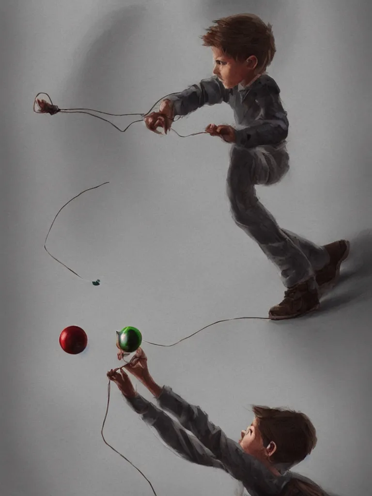 Image similar to playing with a yo - yo, by disney concept artists, blunt borders, rule of thirds, beautiful light