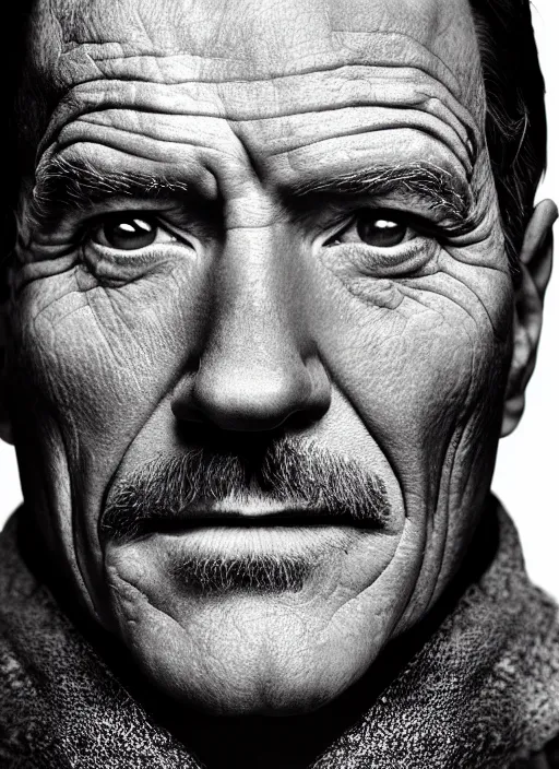 Prompt: photo of Bryan Cranston as Iron Man by Lee Jeffries, smile, detailed, award winning, Sony a7R