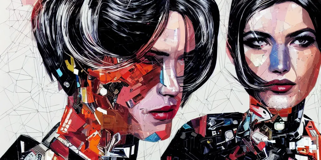 Image similar to a portrait of a single female android, by MARVEL comics and Sandra Chevrier