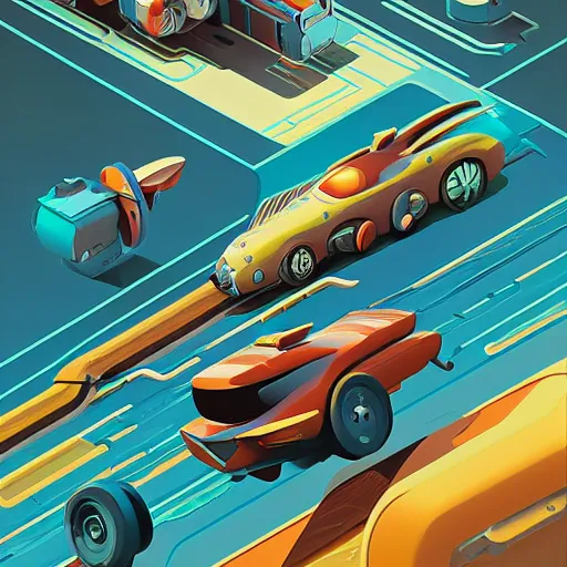 Image similar to isometric retro futuristic car ad by tyler edlin and petros afshar and christopher balaskas and marius borgeaud and kiliain eng, atomic age maximalist, art nouveau, well proportioned, highly detailed