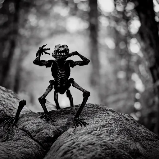 Prompt: a skeleton lizard man, nature photography, cinematic,