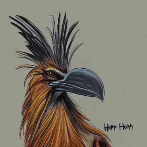 Image similar to drawing of a happy hoatzin