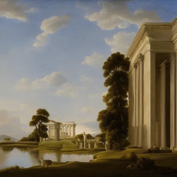 Image similar to a building in a serene landscape, by antonio canova