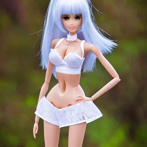 prompthunt: anime barbie in white stockings, white bra