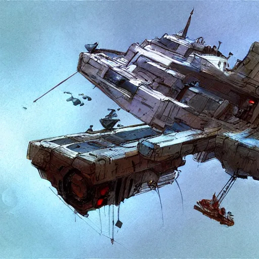 Image similar to flying ship by Ian McQue