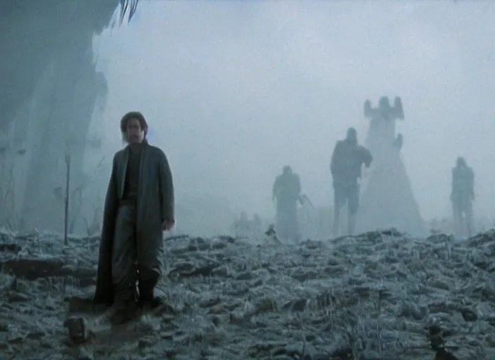 Prompt: film still of 3 5 mm cinematography, film atmosphere, atmospheric haze, danny devotion in star wars