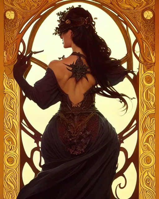 Image similar to beautiful sensual dark queen of the salvia art nouveau, D&D, fantasy, intricate, elegant, highly detailed, digital painting, artstation, concept art, matte, sharp focus, illustration, hearthstone, art by Artgerm and Greg Rutkowski and Alphonse Mucha