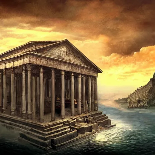 Image similar to a floating pantheon palace in the sky, clouds background, island floating in the sky, epic fantasy style art, fantasy epic digital art