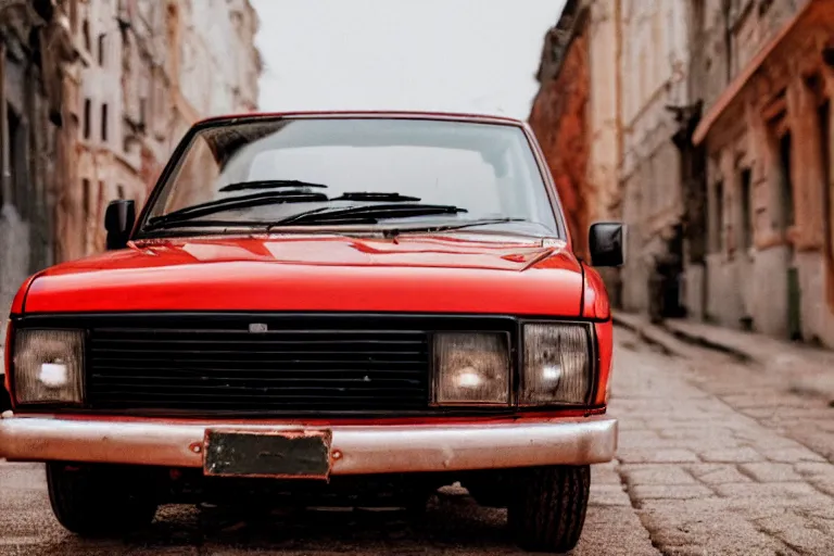 Prompt: red Lada (vaz-2108), Cinematic, 35mm