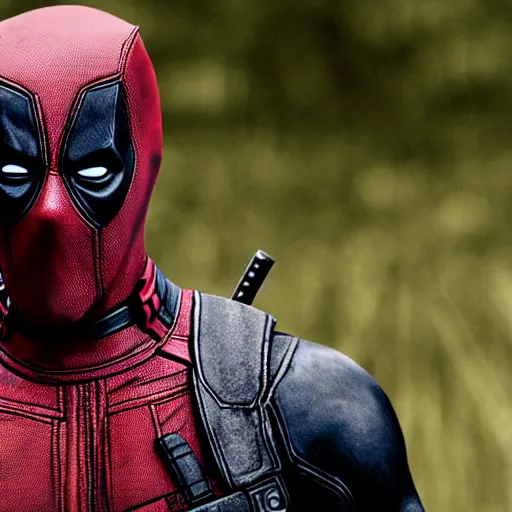 Image similar to deadpool in the walking dead 4 k detailed super realistic