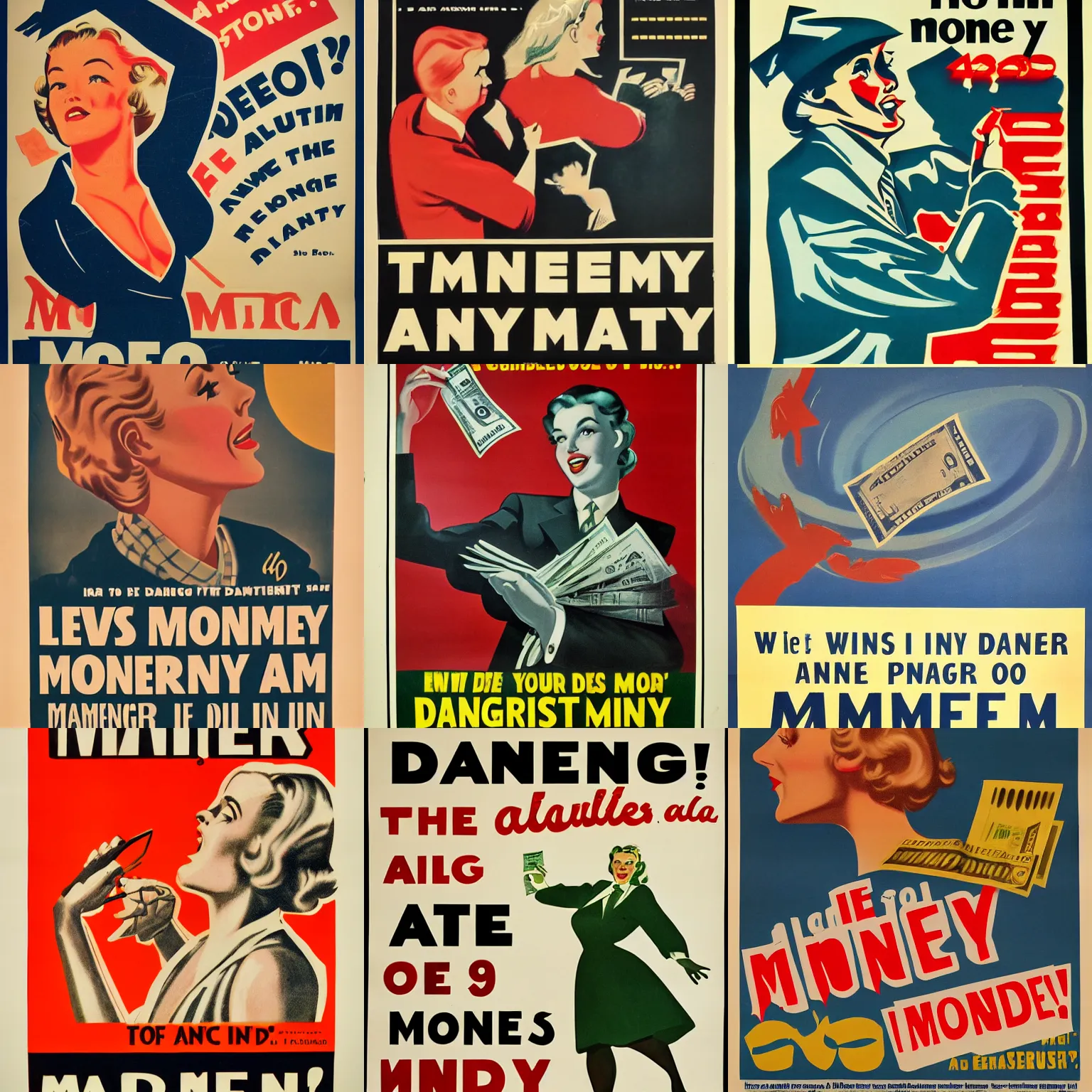 Prompt: a 1 9 5 0 american propaganda poster warning the danger of money