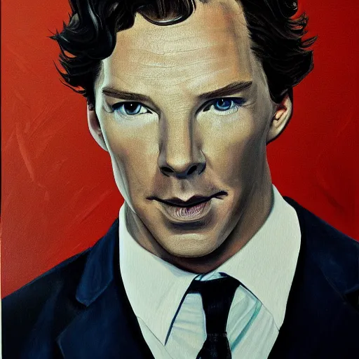 Prompt: beautiful painting Benedict Cumberbatch as bull! 4 K