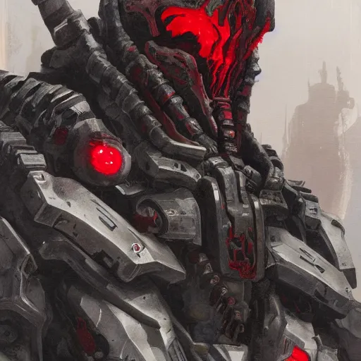 Image similar to doom slayer, painted by tsutomu nihei, painted by stanley lau