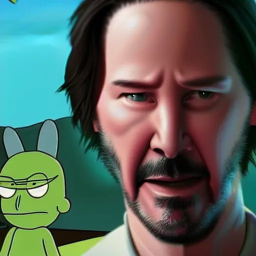 Image similar to Keanu reeves In Rick and Morty 4K detailed super realistic