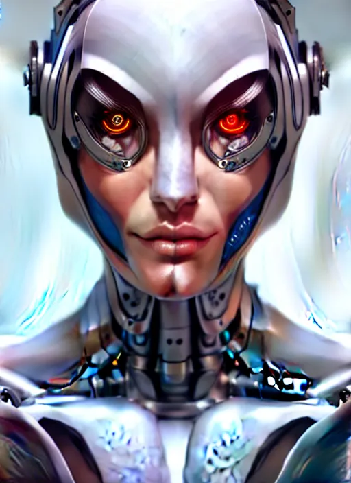 Image similar to portrait of a cyborg woman by Artgerm, biomechanical, hyper detailled, trending on artstation