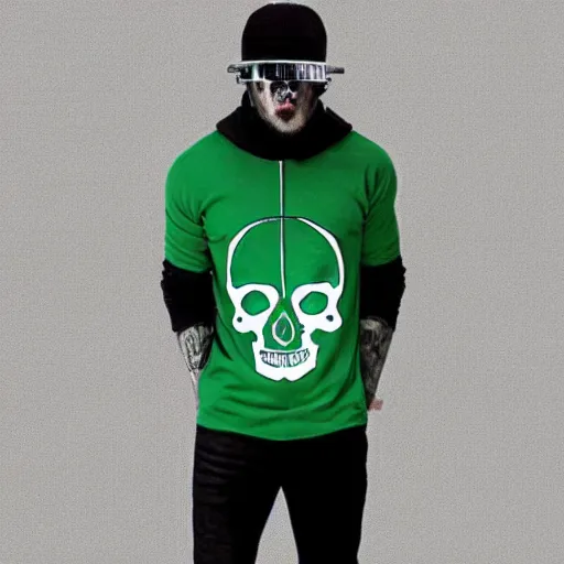 Image similar to pinterest skull modern streetwear design greenlight | cyberpunk color