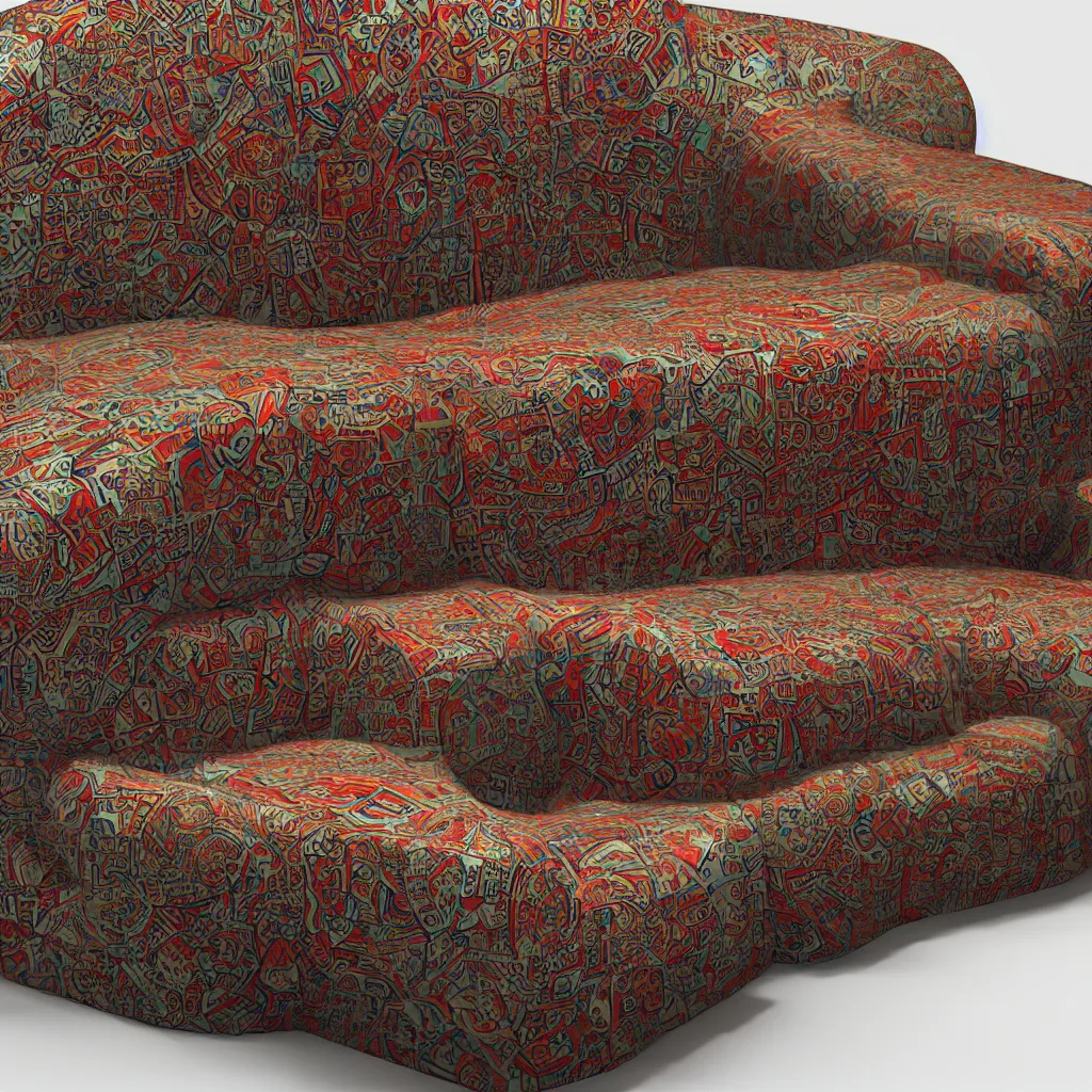 3 d render of a cool couch designed by shepard fairey Stable