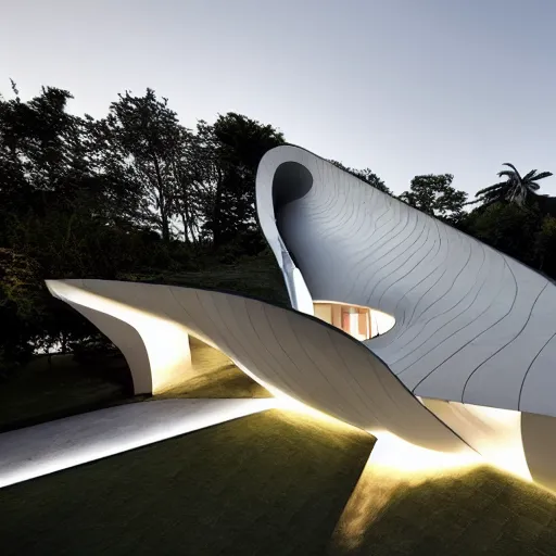 Image similar to house designed by zaha hadid