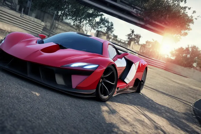 Image similar to photo wallpaper sport car gran turismo 7 forza horizon need for speed fast and furious 5 unreal engine supercar hypercar game concept car octane render, 4 khd 2 0 2 2 3 d cgi rtx style chrome reflexion global illumination ray tracing hdr arstation pixar and disney unreal