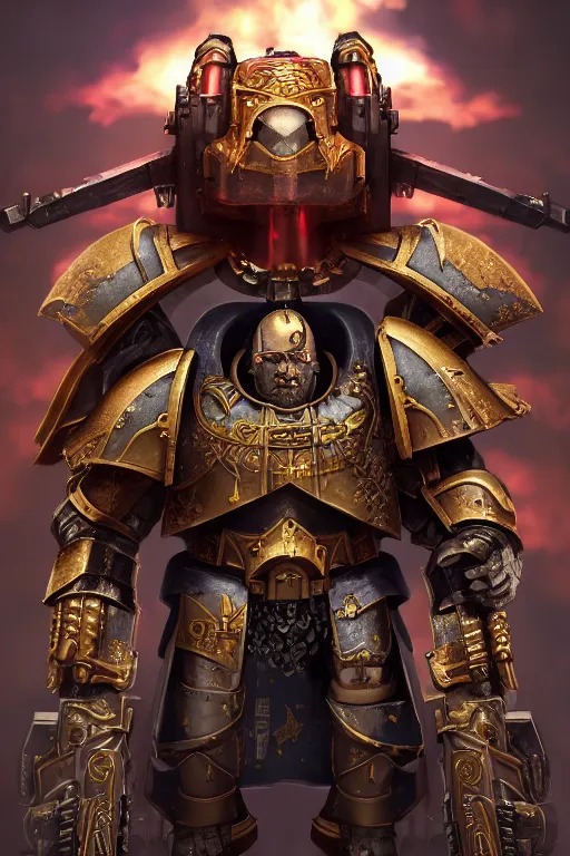 Image similar to armor portrait heros warhammer 4 0 k horus heresy fanart - the primarchs emperor by johannes helgeson animated with vfx concept artist & illustrator global illumination ray tracing hdr fanart arstation zbrush central hardmesh 8 k octane renderer comics stylized