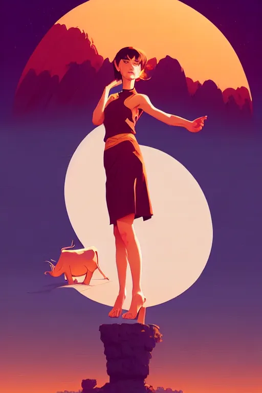 Image similar to smooth cow, desert colors, centered median photoshop filter cutout vector behance hd by artgerm, jesper ejsing, by rhads, makoto shinkai and lois van baarle, ilya kuvshinov, rossdraws, illustration, art by ilya kuvshinov and gustav klimt