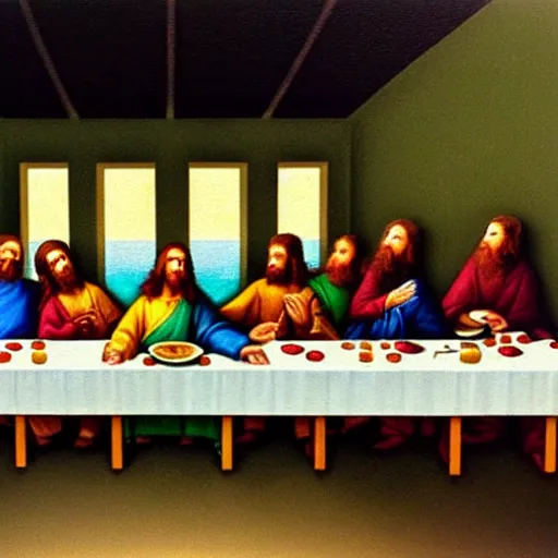 Prompt: jesus last supper in a mcdonald painting