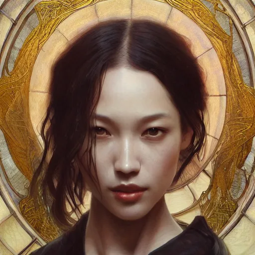 Image similar to Kiko Mizuhara, physically accurate, dynamic lighting, intricate, elegant, highly detailed, digital painting, artstation, HR GIGER, Hieronymus Bosch, Francis Bacon, concept art, smooth, sharp focus, illustration, art by artgerm and greg rutkowski and alphonse mucha