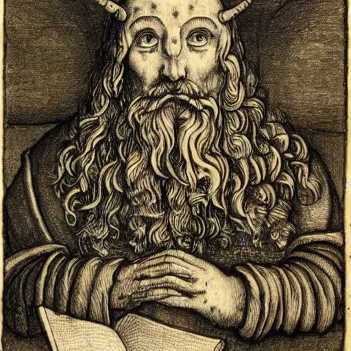 Image similar to ancient occult manuscripts, pen and ink drawings, etchings in the style of Albrecht Durer