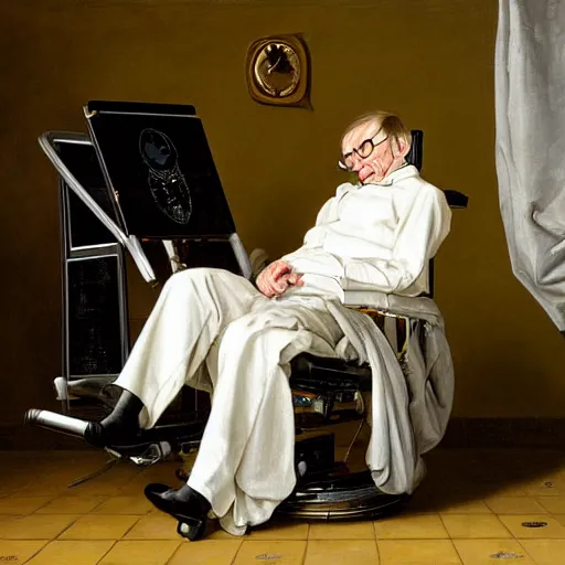 Image similar to stephen hawking, detailed painting by pieter claesz and james c. christensen