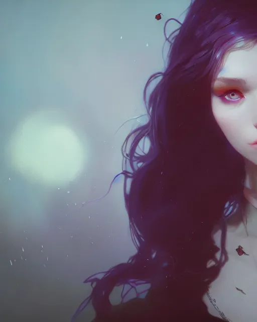 Image similar to highly detailed vfx portrait of a beautiful vampire girl, wonderful eyes, three - dimensional rendering, unreal engine, alexey gurylev, greg rutkowski, loish, rads, beeple, makoto shinkai and lois van baerle, rossdraws, tom bagshaw, alphonse mucha, global lighting, detailed and complex environment