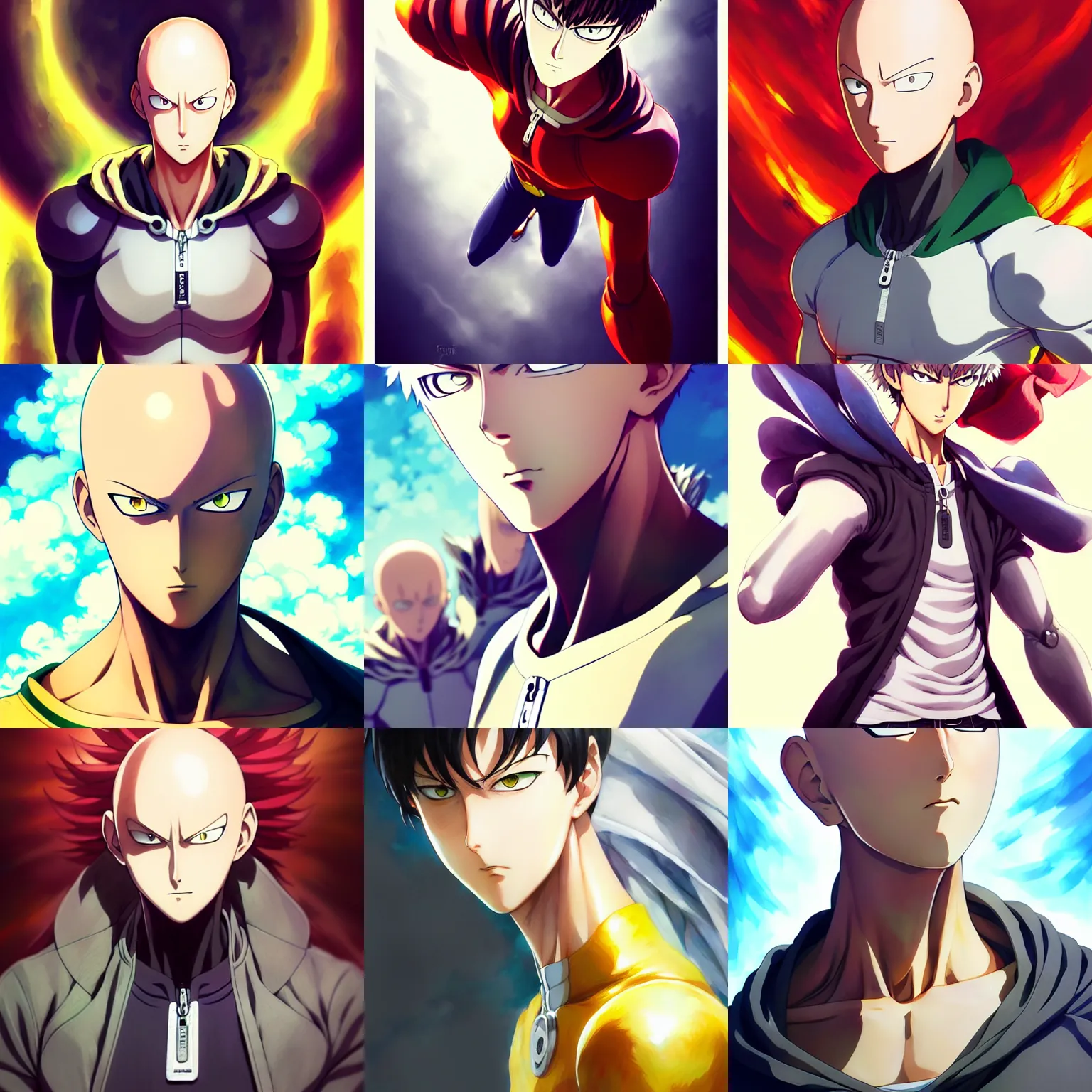 Epic action scene, Concept art of saitama one punch