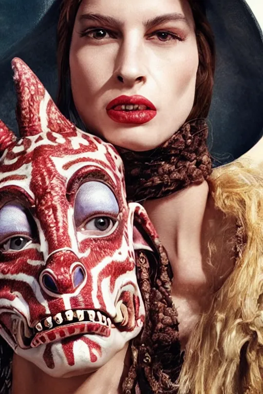 Image similar to dolce & gabbana campaign featuring jar jar binks as a female cowgirl, long eyeslashes, huge juicy lips, big seductive eyes, realistic colors, no filter, realistic vfx simulation