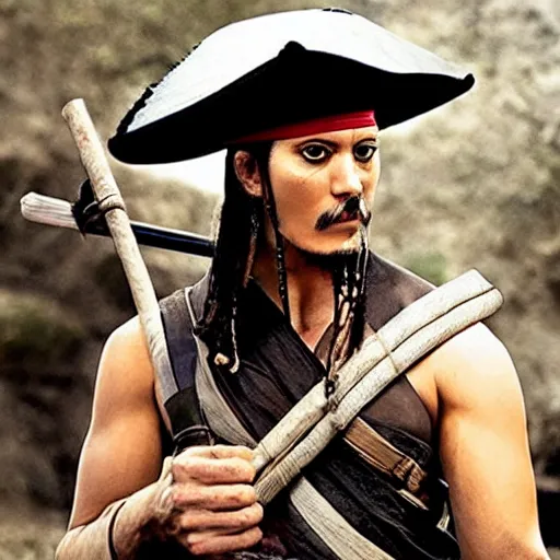 Prompt: real-life zoro, a still of Pirates of the Caribbean